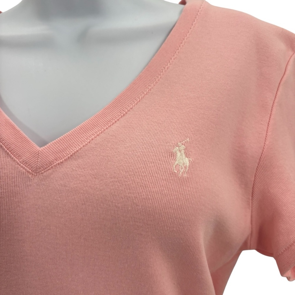 Ralph Lauren Sport Soft Pink Cotton Jersey V-Neck T-Shirt Sz.XL - Picture 6 of 10